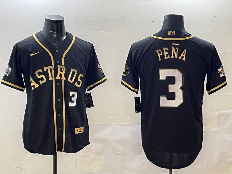 Men Houston Astros #3 Pena Black Gold Game 2025 Nike MLB Jersey style 3->women mlb jersey->Women Jersey